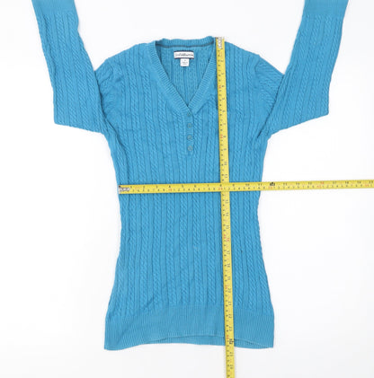 Womens UK Size S Croft & Barrow Blue Henley Jumper