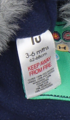 Tu Unisex Baby Blue Star Print Hooded Snowsuit 3-6 Months Winter Padded