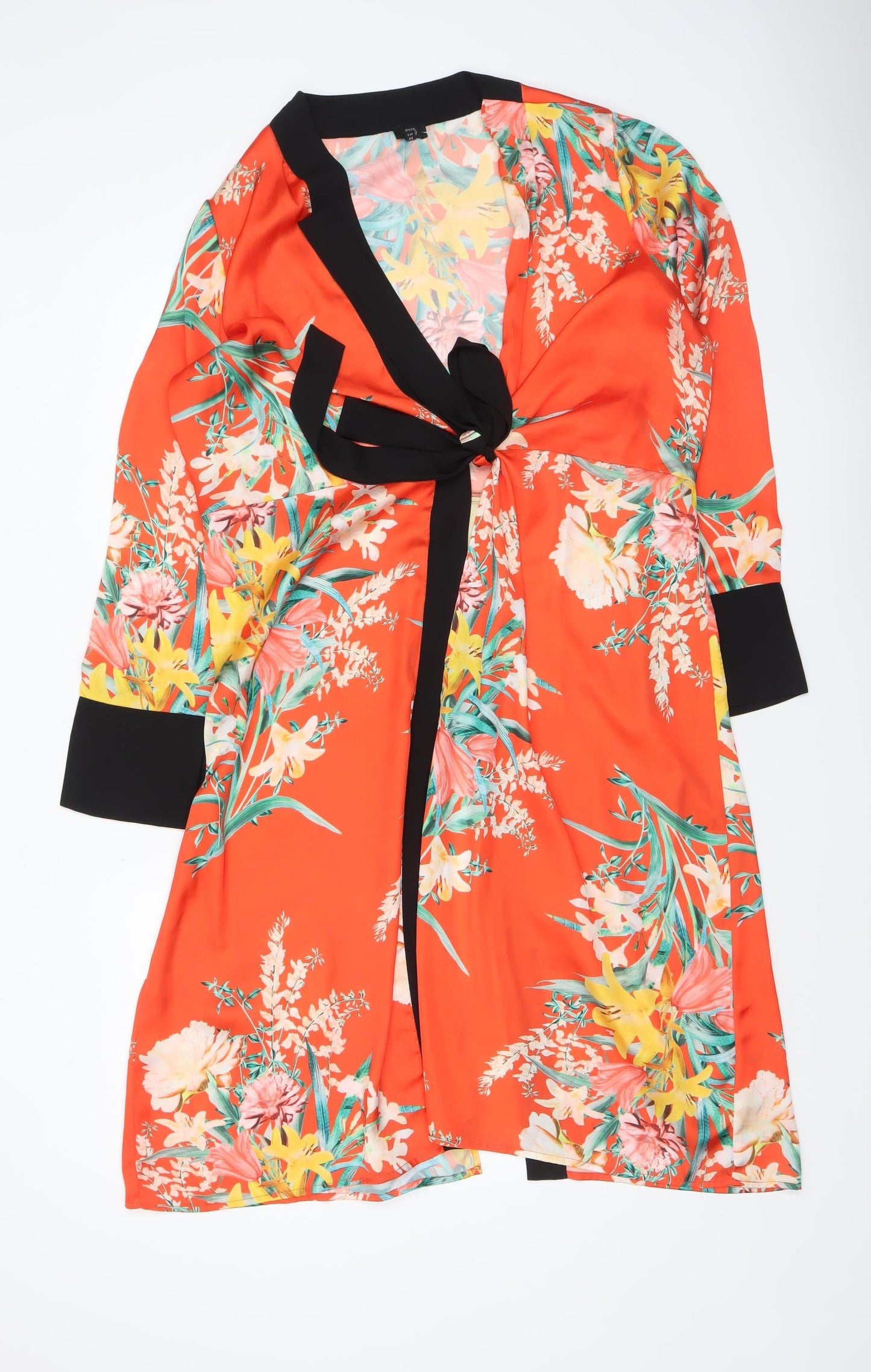 River Island Women’s Orange Floral Belted Bathrobe Size 18