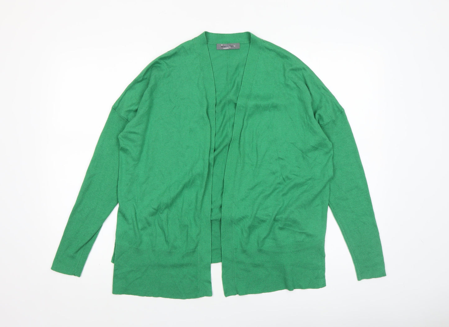 Nutmeg Women Green Open Front Long Sleeve Cardigan Size 10