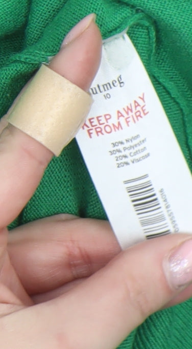 Nutmeg Women Green Open Front Long Sleeve Cardigan Size 10