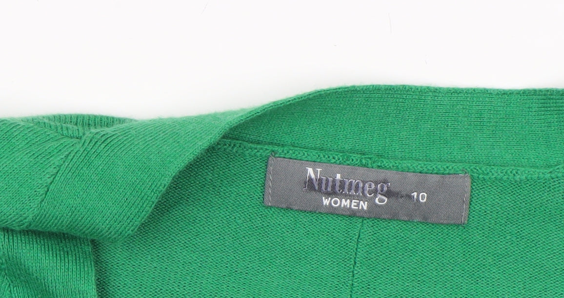 Nutmeg Women Green Open Front Long Sleeve Cardigan Size 10