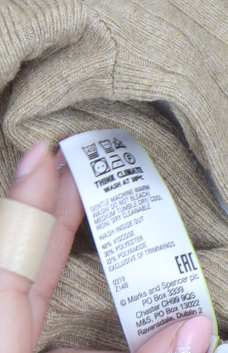 Womens UK Size 10 Marks and Spencer Beige Pullover Jumper