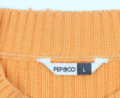 Womens UK Size L PEP&CO Orange Pullover Jumper