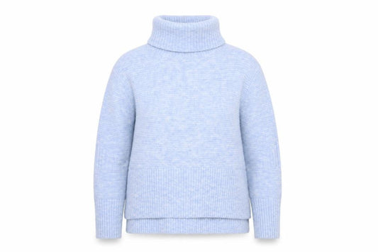 Front view of Miss Selfridge Women’s Blue Roll Neck Chunky Knit Jumper, size UK 8