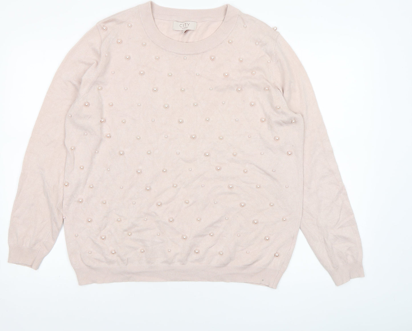Womens UK Size XL CITY Beige Pullover Jumper