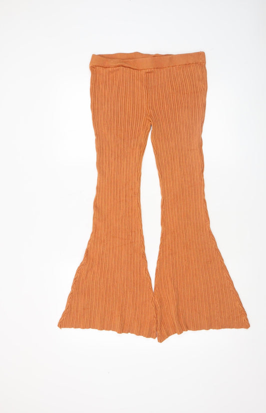 Womens UK Size M Zara Slim Fit Flared Brown Trousers