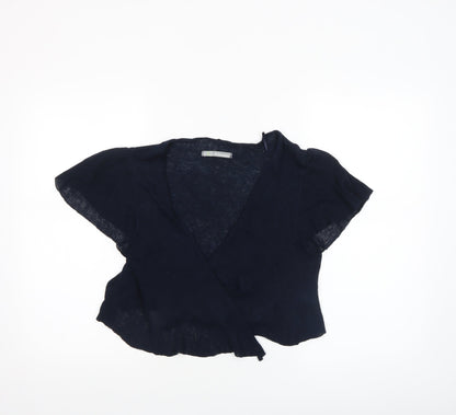 Womens UK Size 14 Marks and Spencer Blue Wrap Jumper