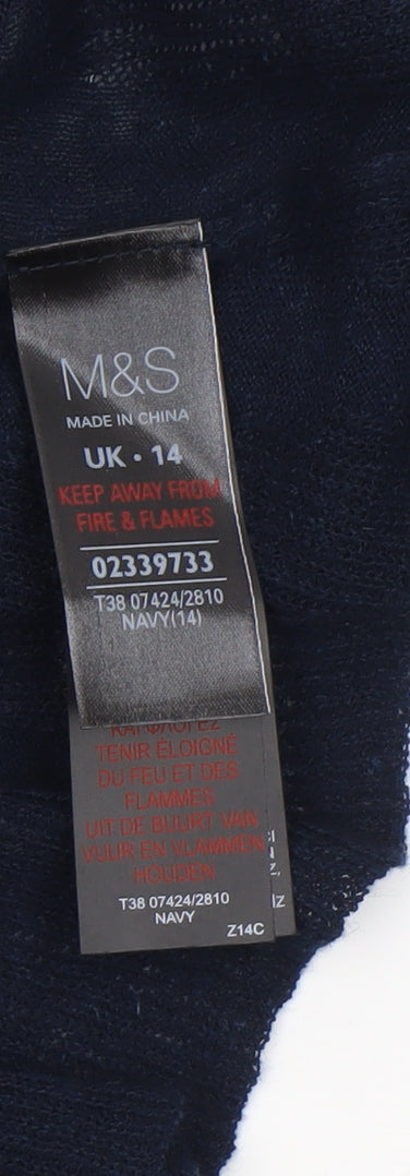 Womens UK Size 14 Marks and Spencer Blue Wrap Jumper