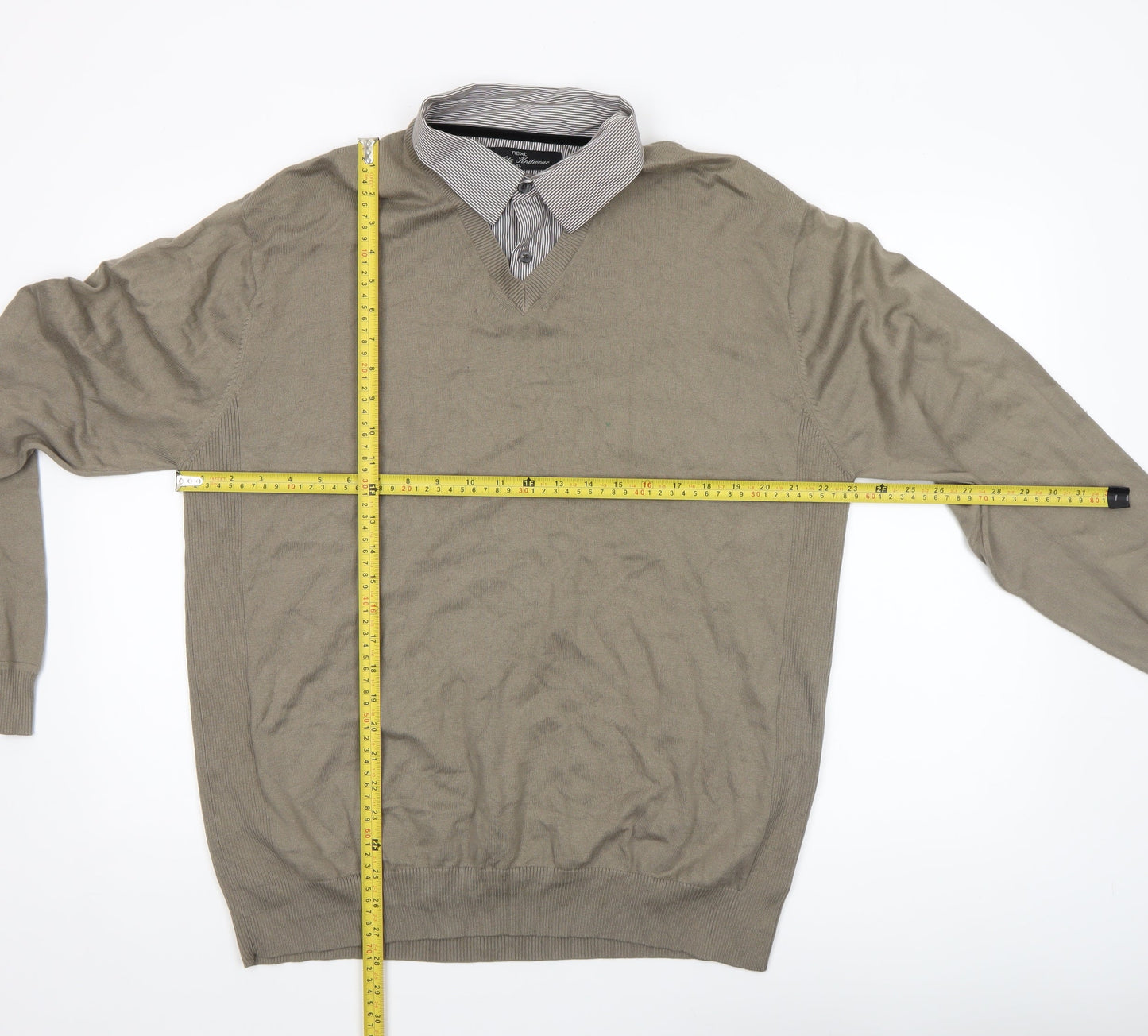 Mens UK Size XL NEXT Beige Pullover Jumper