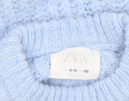 Girls UK Size 9-10 Years Zara Blue Pullover Jumper