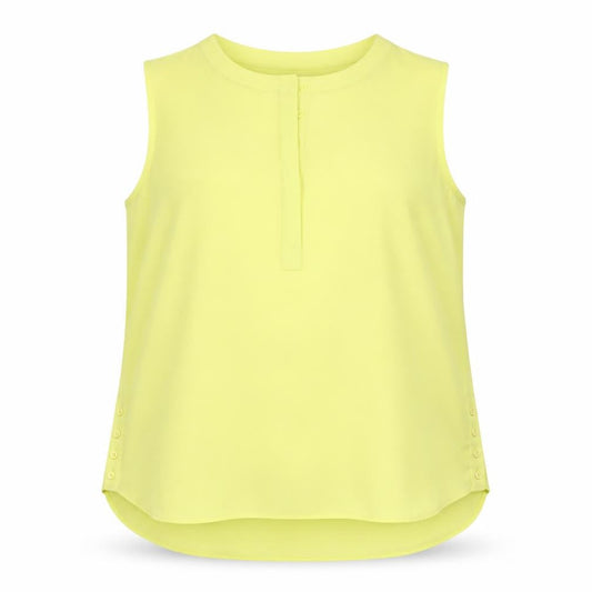 Front view of Gallery Women's Yellow Sleeveless Blouse UK 16 Polyester Workwear
