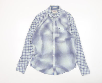 Original Penguin Men's Blue Check Slim Fit Cotton Button-Up Shirt M