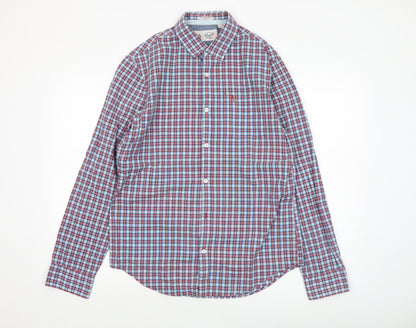 Original Penguin Men's Blue Checked Heritage Slim Fit Long Sleeve Shirt M