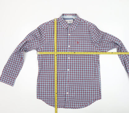 Original Penguin Men's Blue Checked Heritage Slim Fit Long Sleeve Shirt M