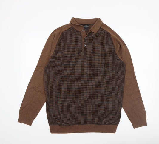 Mens UK Size M NEXT Brown Henley Jumper