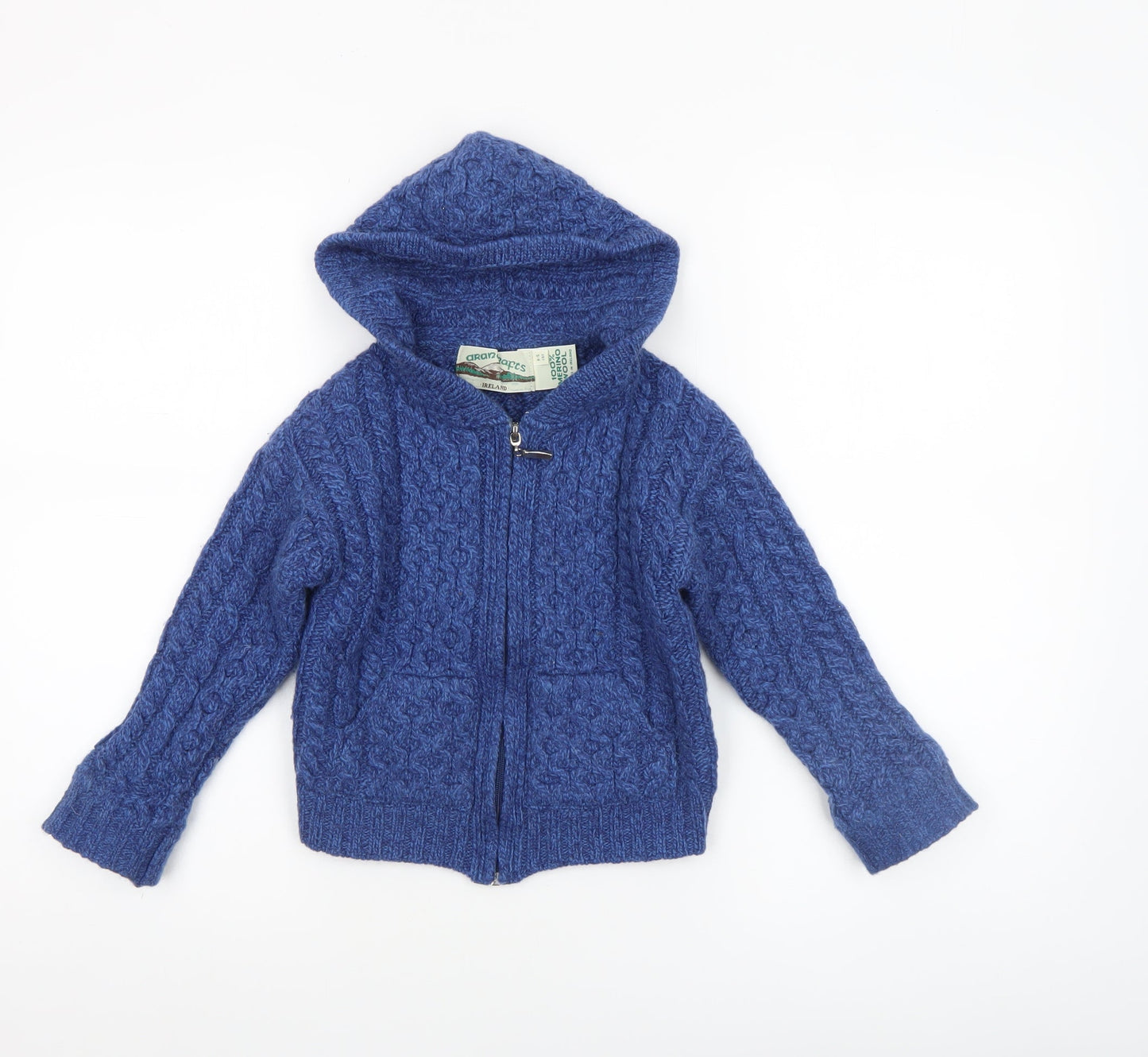 Boys UK Size 4-5 Years Aran Crafts Blue Cardigan Jumper