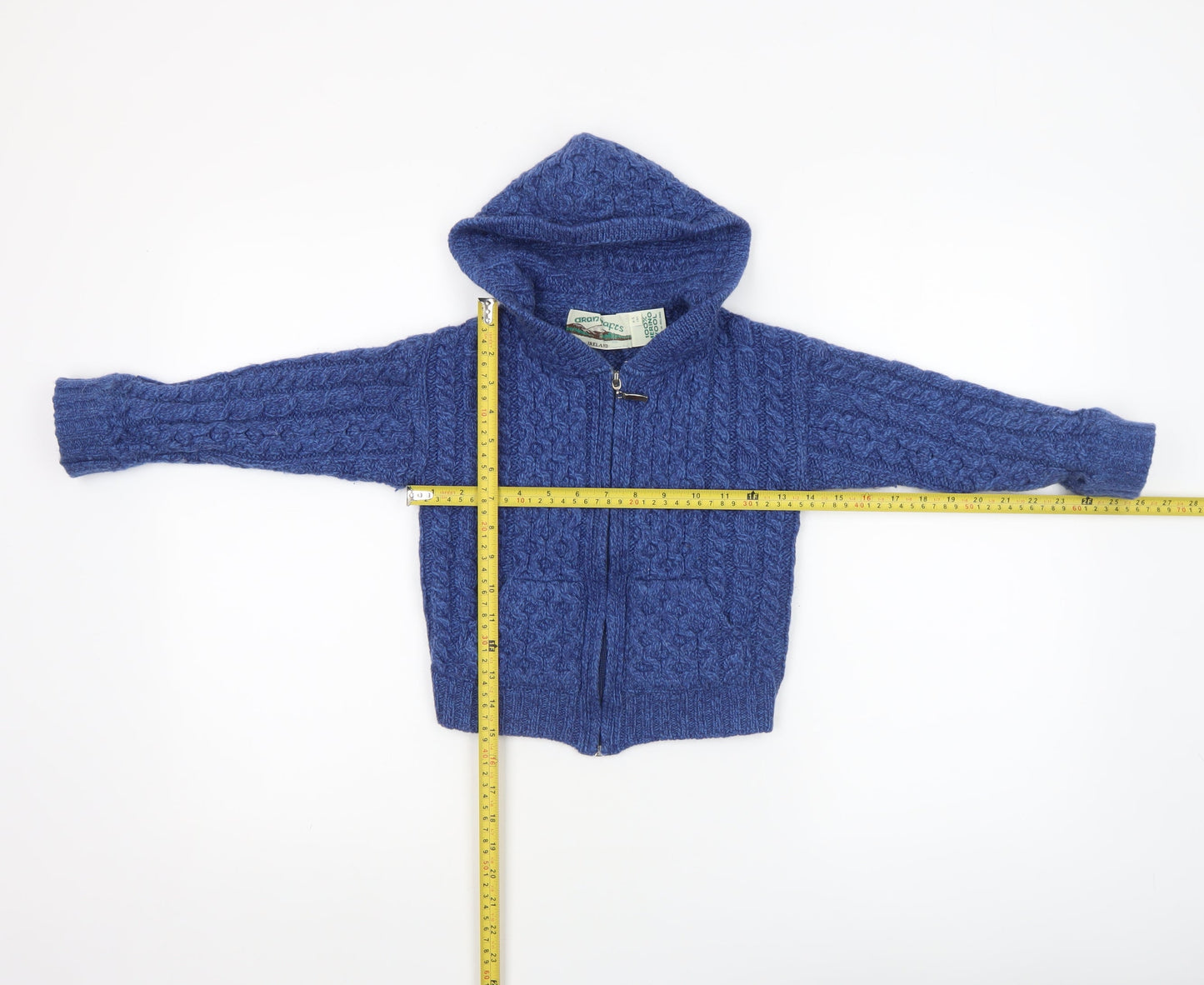 Boys UK Size 4-5 Years Aran Crafts Blue Cardigan Jumper