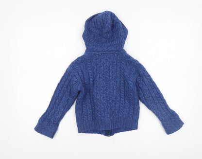 Boys UK Size 4-5 Years Aran Crafts Blue Cardigan Jumper