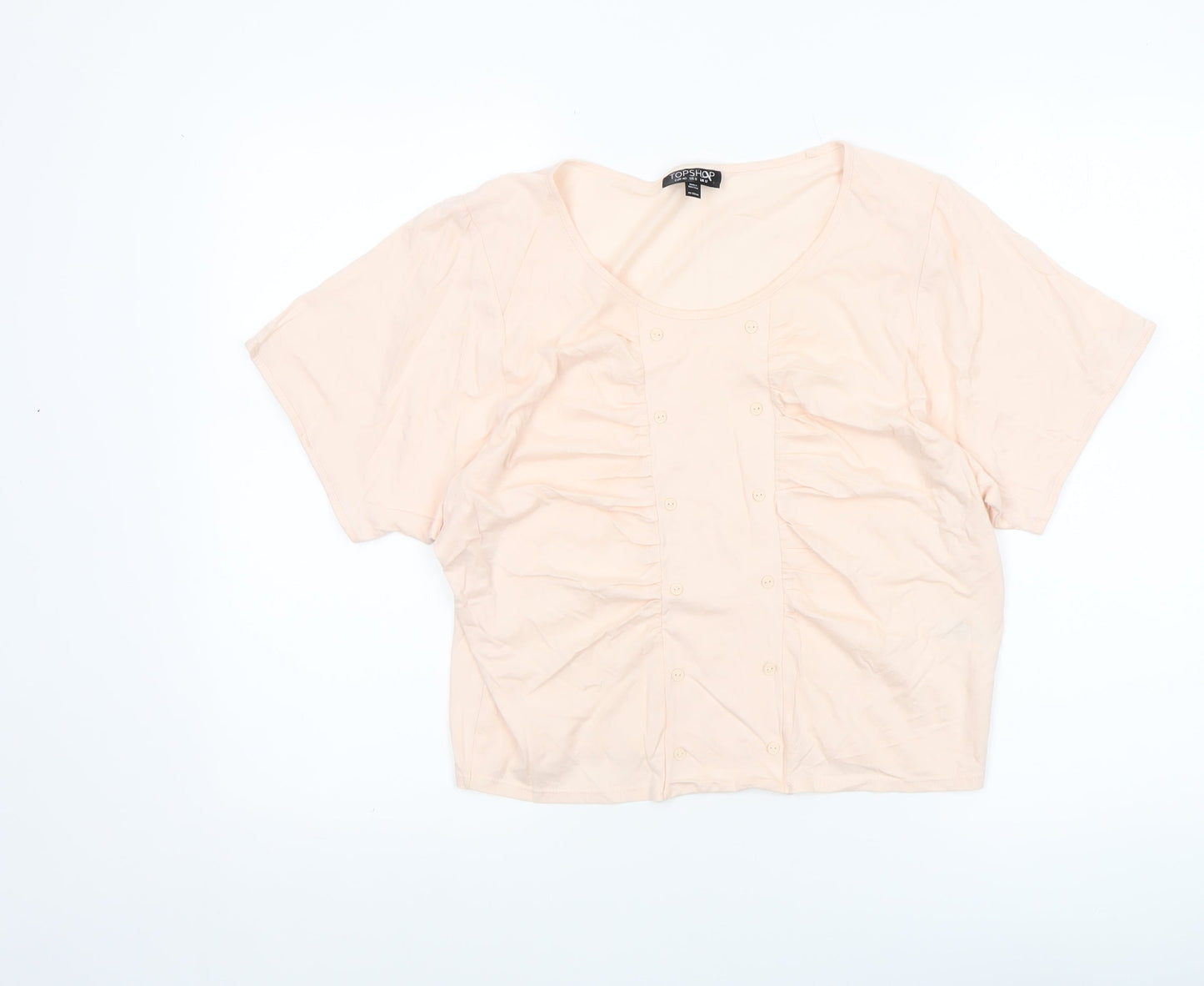 Womens UK Size 12 Topshop Beige Cropped Blouse