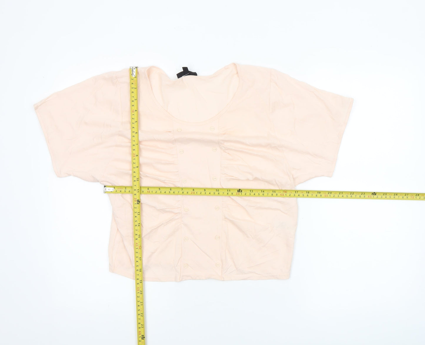 Womens UK Size 12 Topshop Beige Cropped Blouse