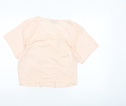 Womens UK Size 12 Topshop Beige Cropped Blouse