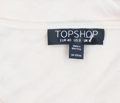 Womens UK Size 12 Topshop Beige Cropped Blouse