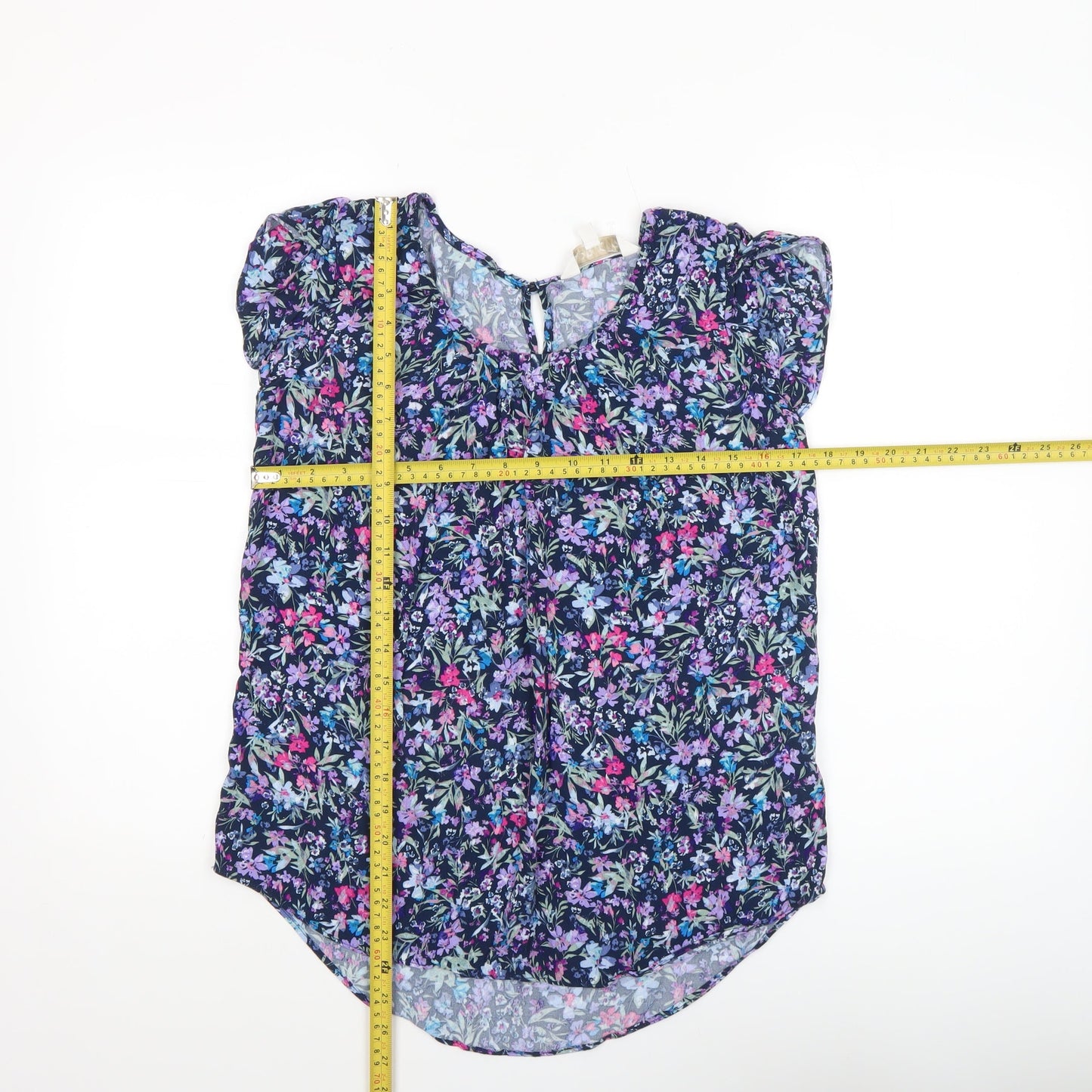 Womens UK Size 10 Apricot Multicoloured Basic Blouse
