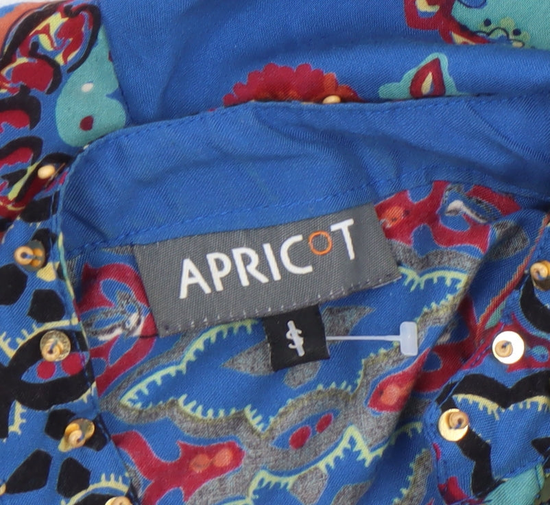 Womens UK Size S Apricot Blue Tunic Blouse