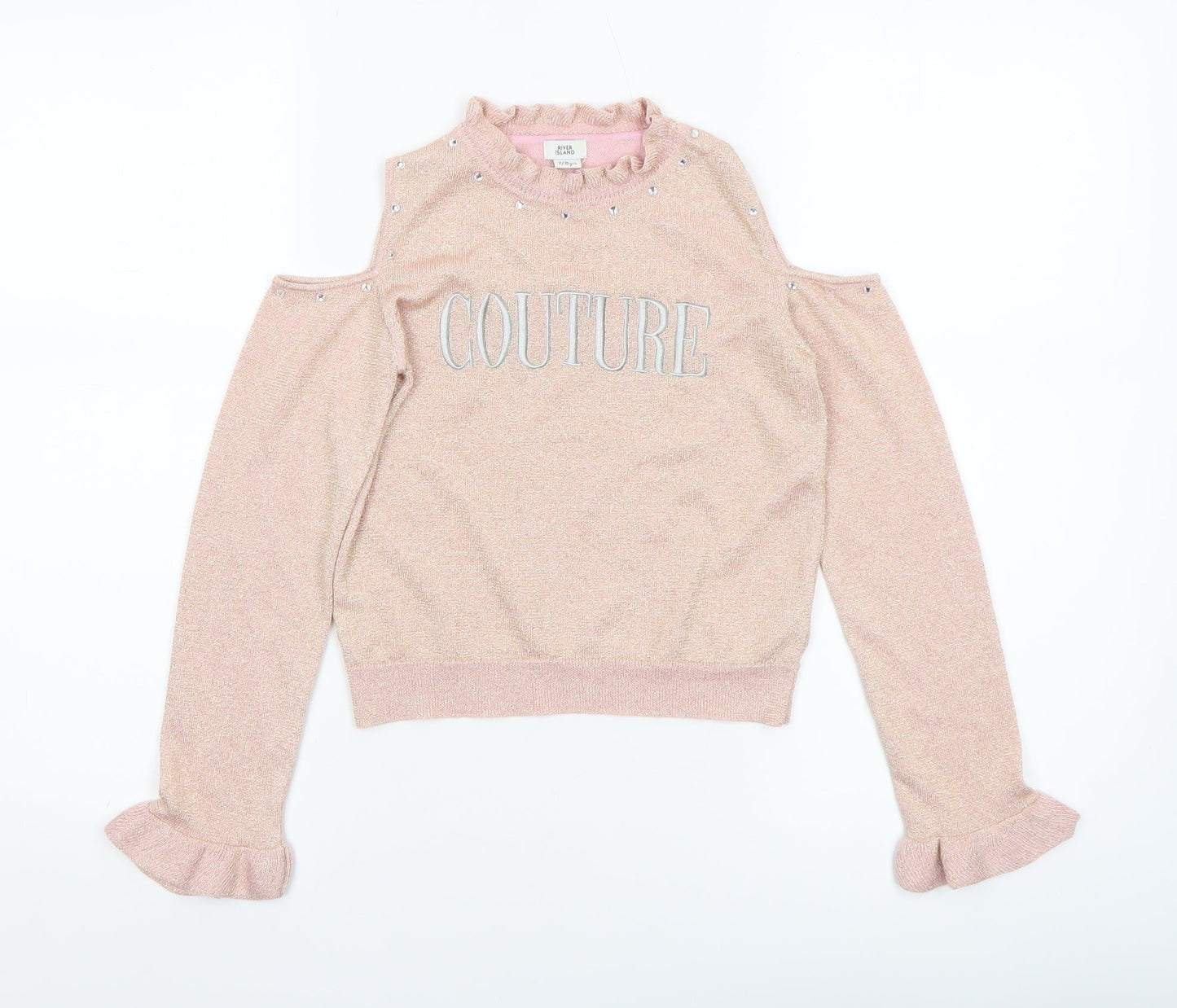 Girls UK Size 7-8 Years River Island Pink Pullover T-Shirt