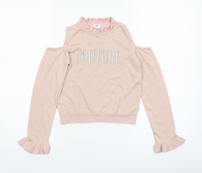 Girls UK Size 7-8 Years River Island Pink Pullover T-Shirt