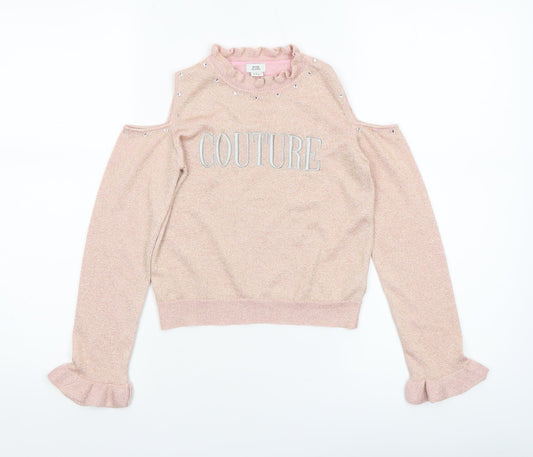 Girls UK Size 7-8 Years River Island Pink Pullover T-Shirt