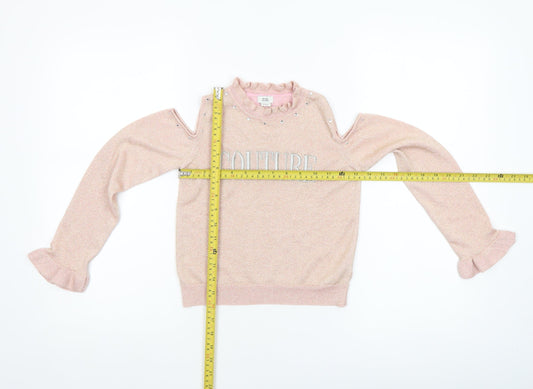 Girls UK Size 7-8 Years River Island Pink Pullover T-Shirt