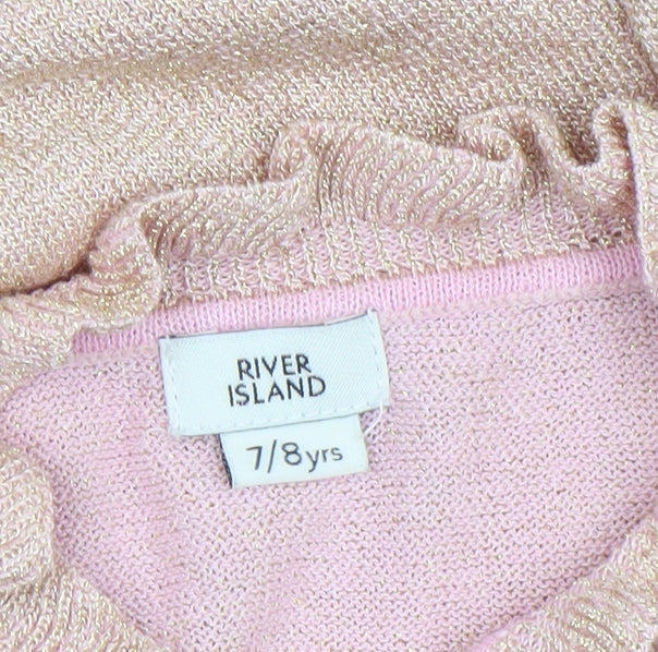 Girls UK Size 7-8 Years River Island Pink Pullover T-Shirt