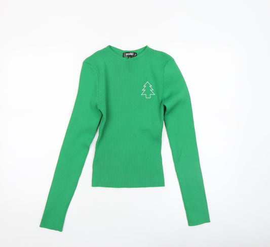 Womens UK Size S Missguided Green Basic T-Shirt