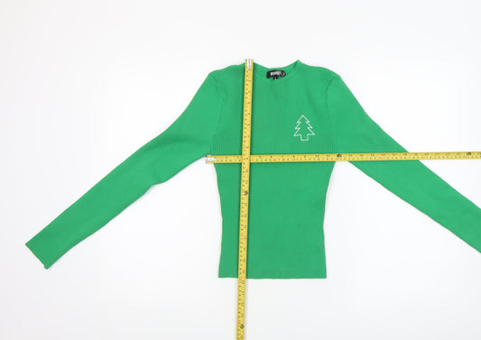 Womens UK Size S Missguided Green Basic T-Shirt