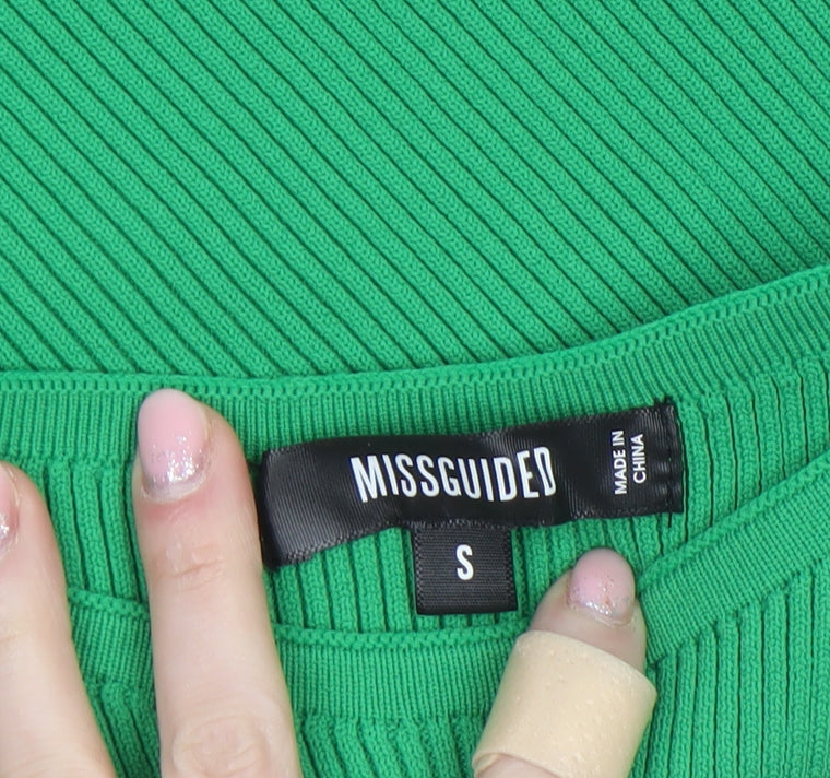 Womens UK Size S Missguided Green Basic T-Shirt