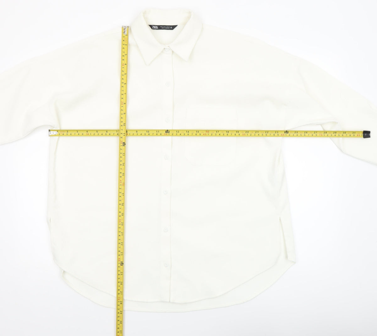 Womens UK Size 8 Zara Ivory Basic Button-Up