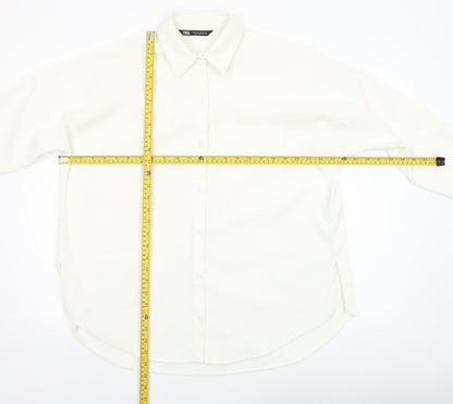 Womens UK Size 8 Zara Ivory Basic Button-Up