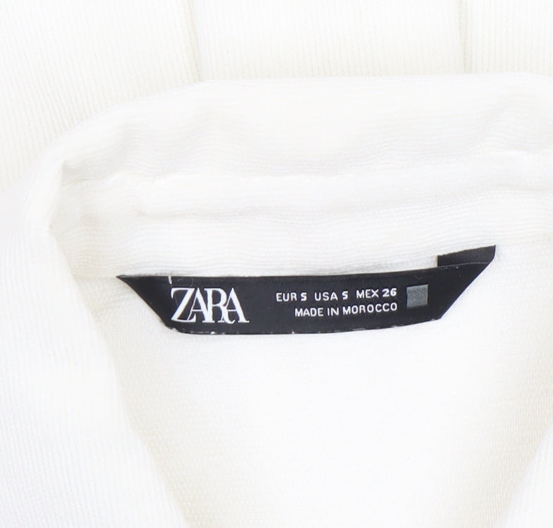Womens UK Size 8 Zara Ivory Basic Button-Up