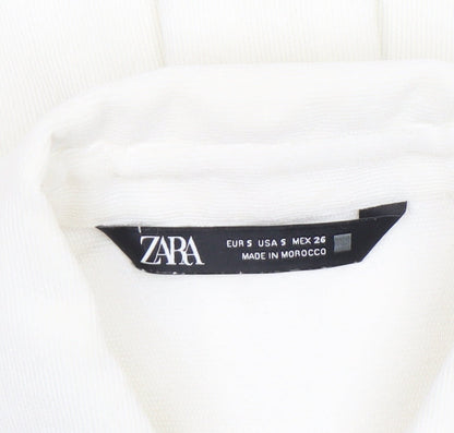 Womens UK Size 8 Zara Ivory Basic Button-Up