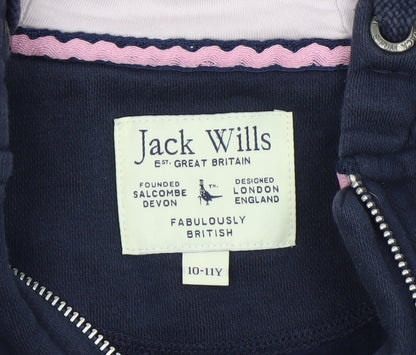 Girls UK Size 10-11 Years Jack Wills Blue Full Zip Hoodie