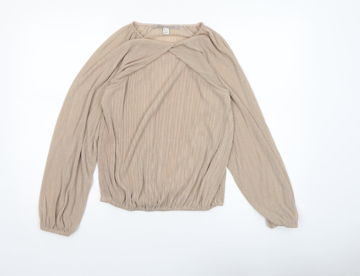 Womens UK Size 10 River Island Beige Wrap Blouse