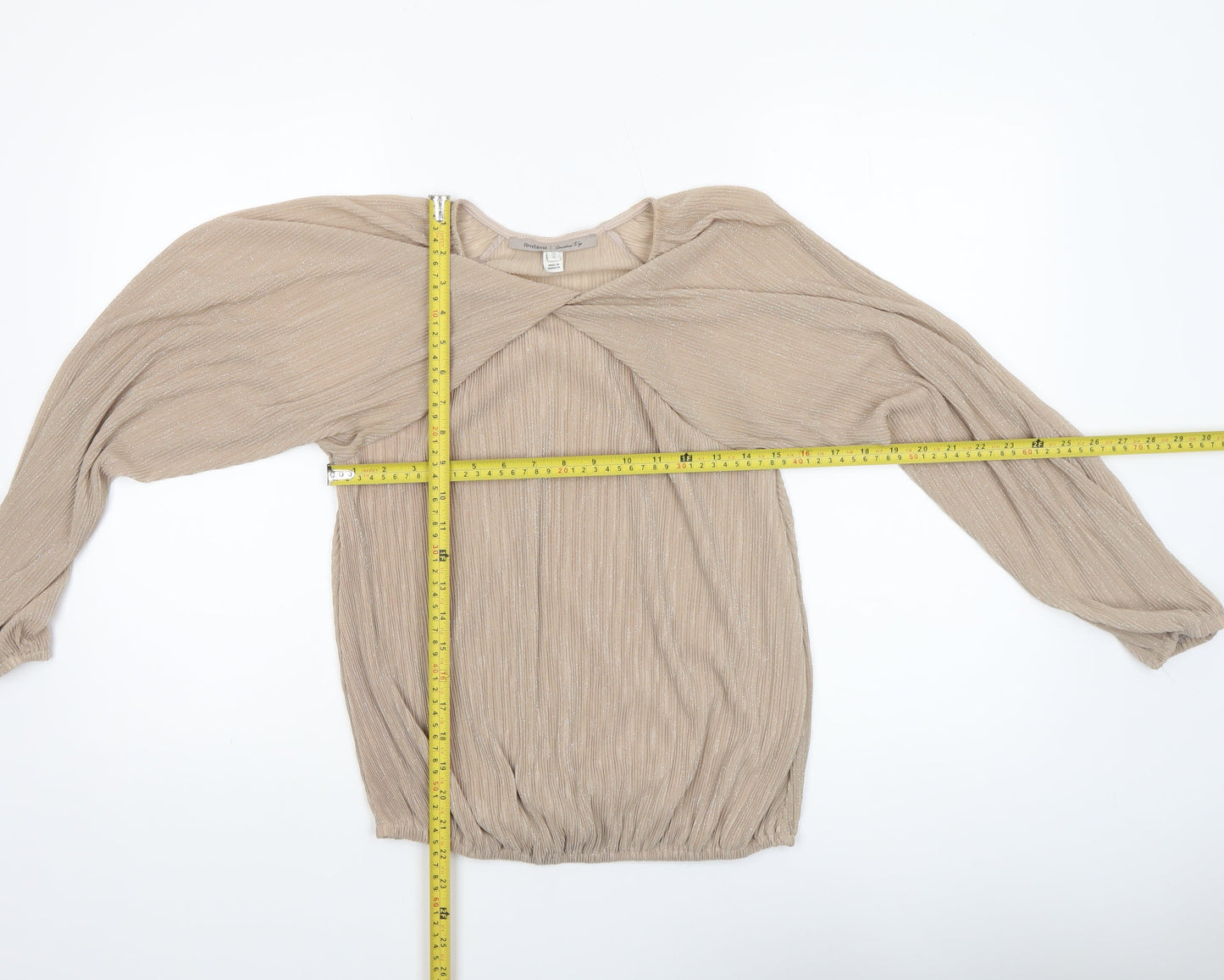 Womens UK Size 10 River Island Beige Wrap Blouse