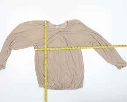 Womens UK Size 10 River Island Beige Wrap Blouse