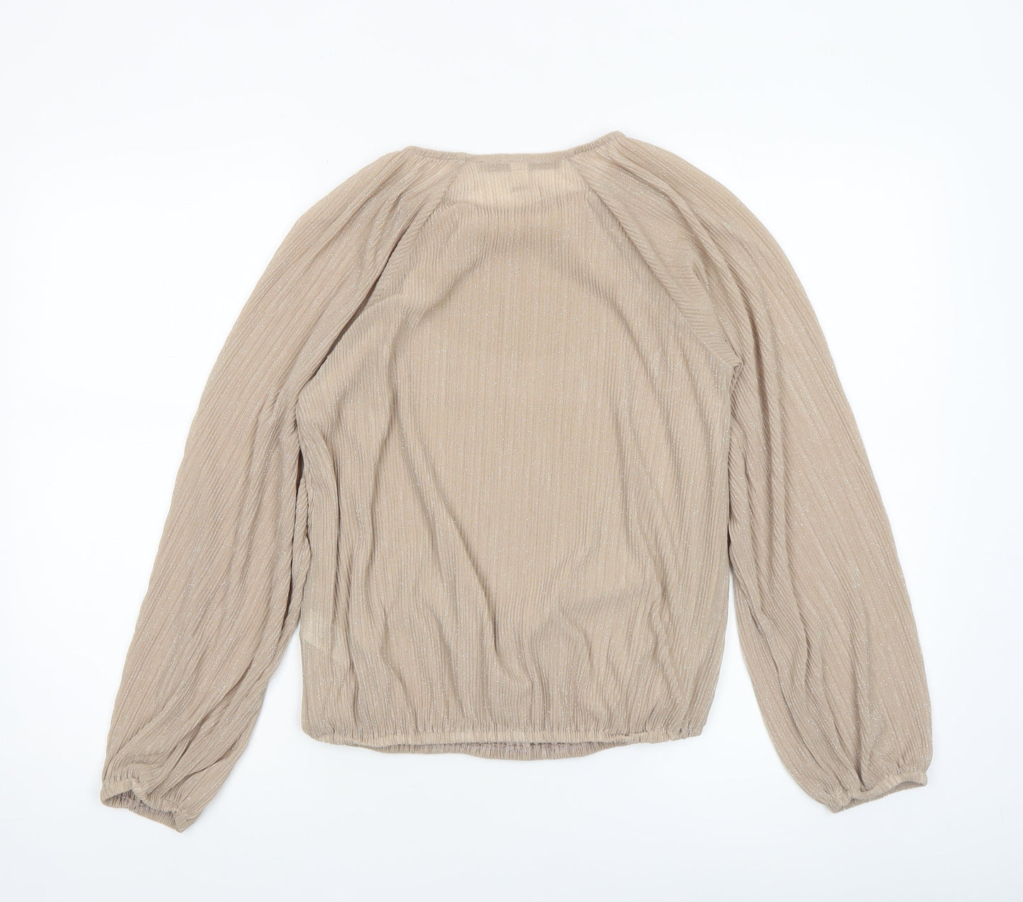 Womens UK Size 10 River Island Beige Wrap Blouse