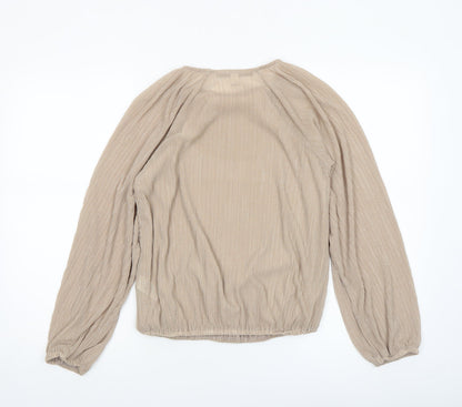 Womens UK Size 10 River Island Beige Wrap Blouse