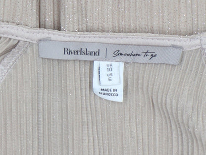 Womens UK Size 10 River Island Beige Wrap Blouse
