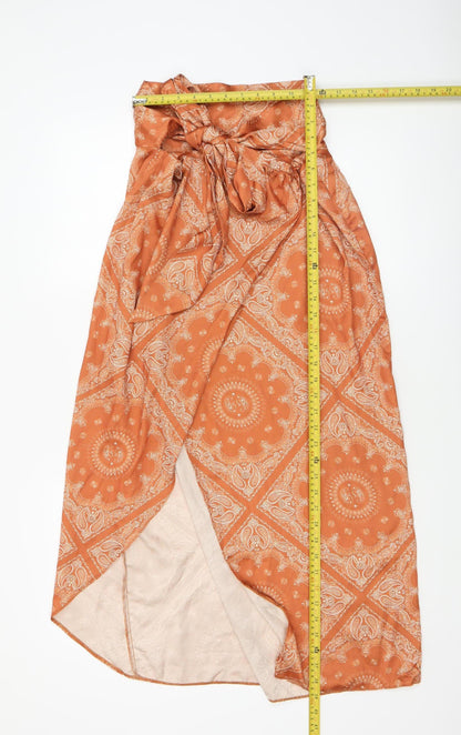 ASOS DESIGN Women’s Orange Petite Wrap Midi Skirt Size 14