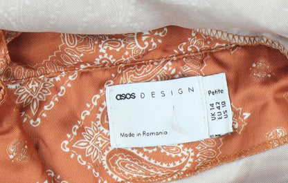 ASOS DESIGN Women’s Orange Petite Wrap Midi Skirt Size 14